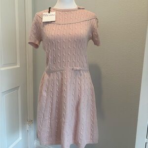 NWT RED Valentino Pink Cable Knit Dress, size M